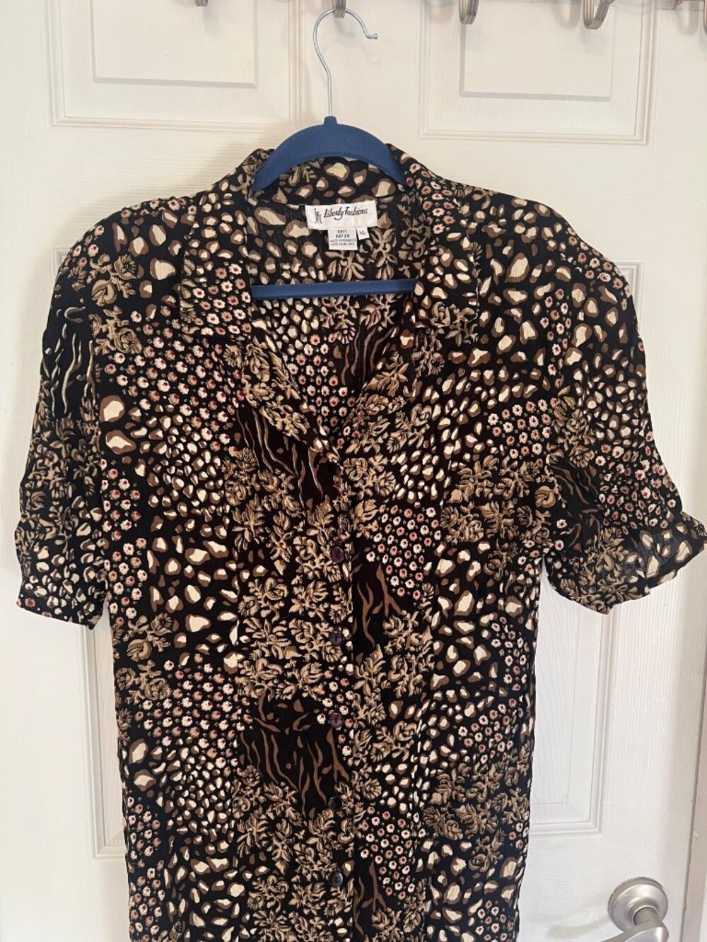 Vintage 90's Liberty Fashions Rayon Short Sleeve Maxi Length Dress Size XL - Picture 2 of 9